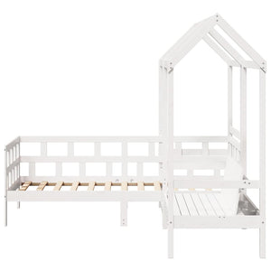 Tagesbett Set mit Dach 80x200 cm Kiefer Weiß