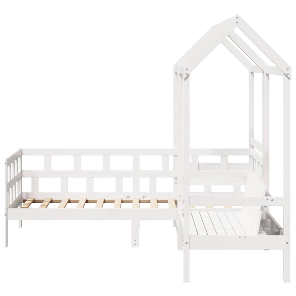 Tagesbett Set mit Dach 80x200 cm Kiefer Weiß
