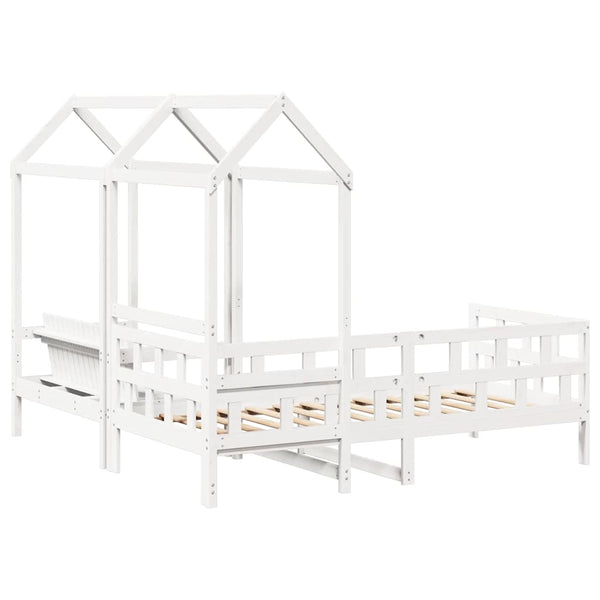 Tagesbett Set mit Dach 80x200 cm Kiefer Weiß