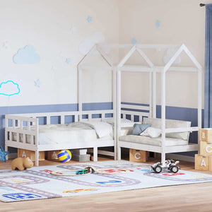 Tagesbett Set mit Dach 80x200 cm Kiefer Weiß
