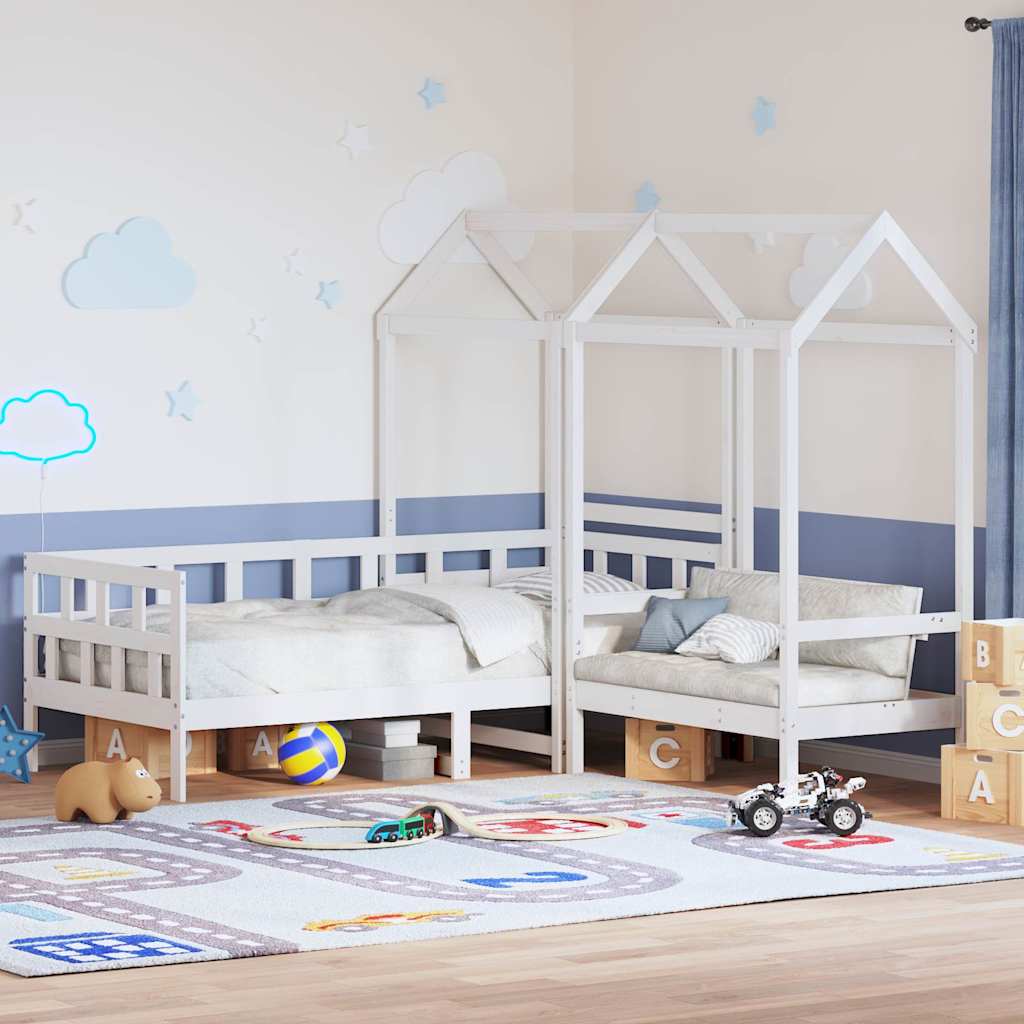 Tagesbett Set mit Dach 80x200 cm Kiefer Weiß
