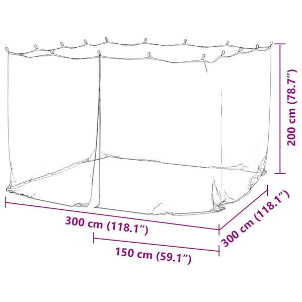Moskitonetz für Pavillon, 300x300x200cm, Schwarz