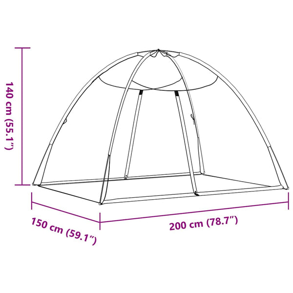 Moskitonetz Mongolisch Schwarz 200x150x140 cm