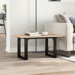 Couchtisch Kiefer Massivholz Stahl O-Gestell 80x50 cm