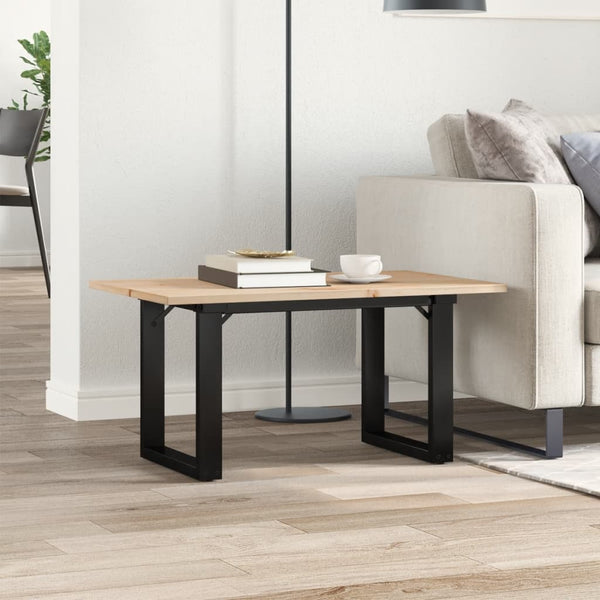 Couchtisch Kiefer Massivholz Stahl O-Gestell 80x50 cm