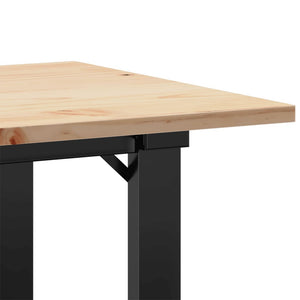 Couchtisch Kiefer Massivholz Stahl O-Gestell 80x50 cm