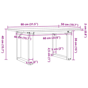 Couchtisch Kiefer Massivholz Stahl O-Gestell 80x50 cm