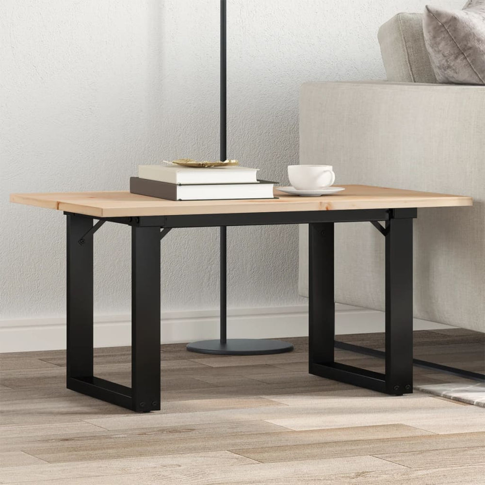 Couchtisch Kiefer Massivholz Stahl O-Gestell 80x50 cm