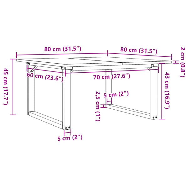 Couchtisch Kiefer Massivholz 80x80 cm
