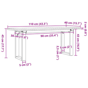 Couchtisch Kiefer Massivholz & Stahl 110x40 cm