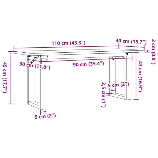 Couchtisch Kiefer Massivholz & Stahl 110x40 cm