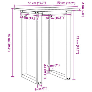 Esstisch Kiefer Massivholz & Stahl O-Gestell 75cm