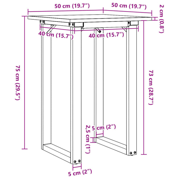 Esstisch Kiefer Massivholz & Stahl O-Gestell 75cm