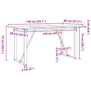 Esstisch Kiefer Massivholz & Stahl, 140 cm