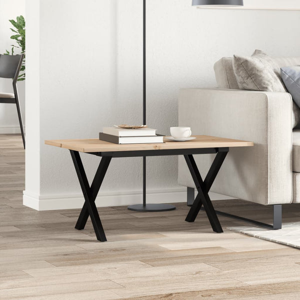 Couchtisch Kiefer Massivholz X-Gestell 80x50 cm