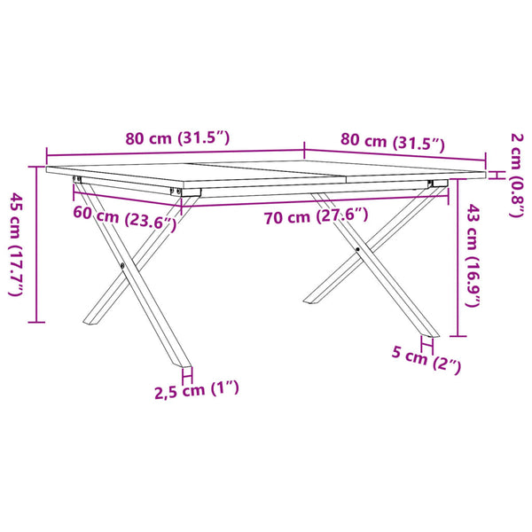 Couchtisch Kiefer Massivholz 80x80 cm