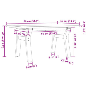 Couchtisch Kiefer Massivholz Stahl Y-Gestell