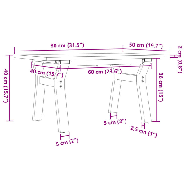Couchtisch Kiefer Massivholz Stahl Y-Gestell
