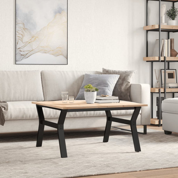 Couchtisch Kiefer Massivholz Stahl Y-Gestell 80x80