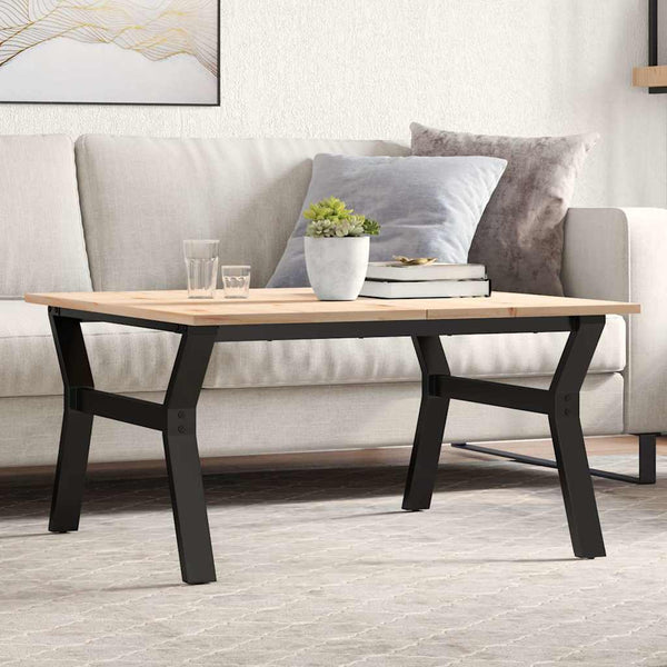 Couchtisch Kiefer Massivholz Stahl Y-Gestell 80x80