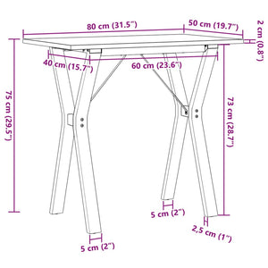vidaXL Table de salle à manger piètement Y 80x50x75 cm pin massif et acier