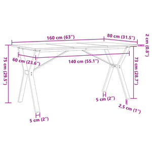 Esstisch Kiefer Massivholz & Stahl, 160 cm