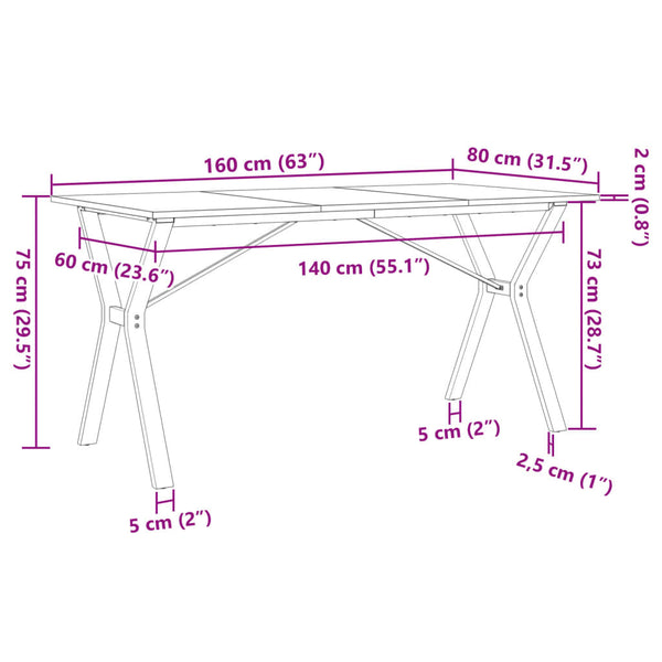 Esstisch Kiefer Massivholz & Stahl, 160 cm