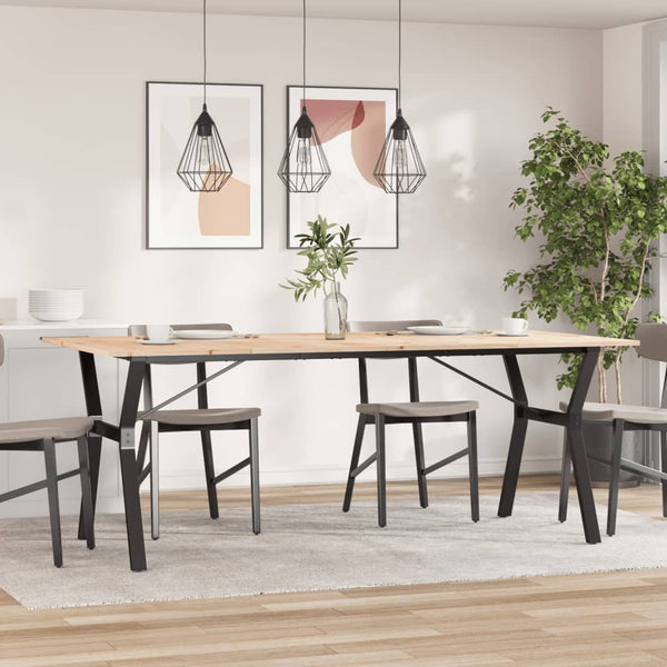 vidaXL Table de salle à manger piètement en Y 200x100x75cm Bois de pin massif et acier