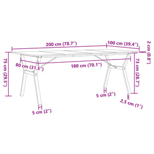 vidaXL Table de salle à manger piètement en Y 200x100x75cm Bois de pin massif et acier