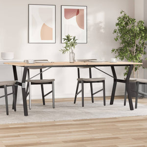 vidaXL Table de salle à manger piètement en Y 200x100x75cm Bois de pin massif et acier