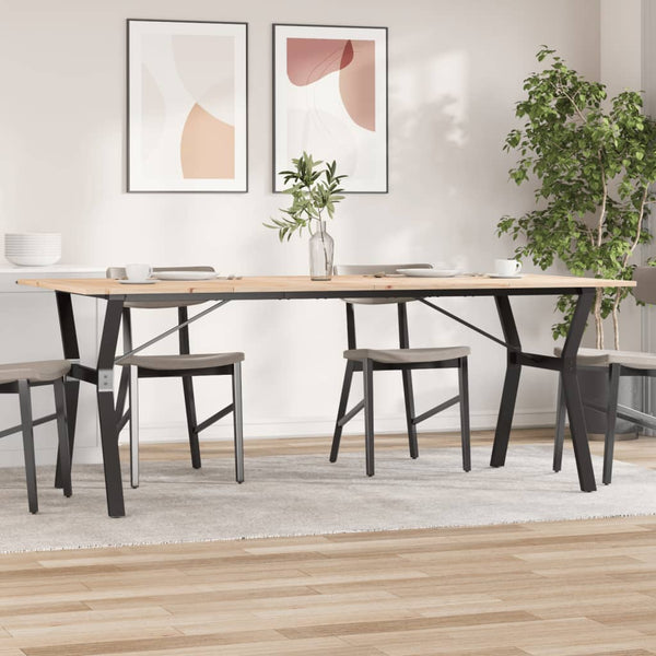 vidaXL Table de salle à manger piètement en Y 200x100x75cm Bois de pin massif et acier