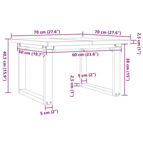 Couchtisch Kiefer Massivholz Stahl 70x70 cm