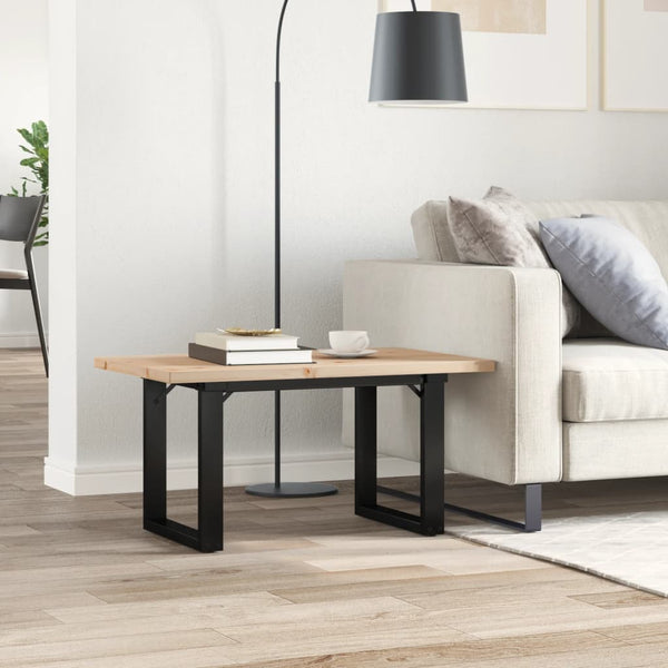 vidaXL Coffee Table O-Leg 80x50x40.5cm Solid Pine Wood & Steel