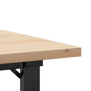 vidaXL Coffee Table O-Leg 80x50x40.5cm Solid Pine Wood & Steel