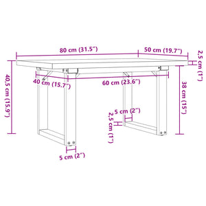 vidaXL Coffee Table O-Leg 80x50x40.5cm Solid Pine Wood & Steel