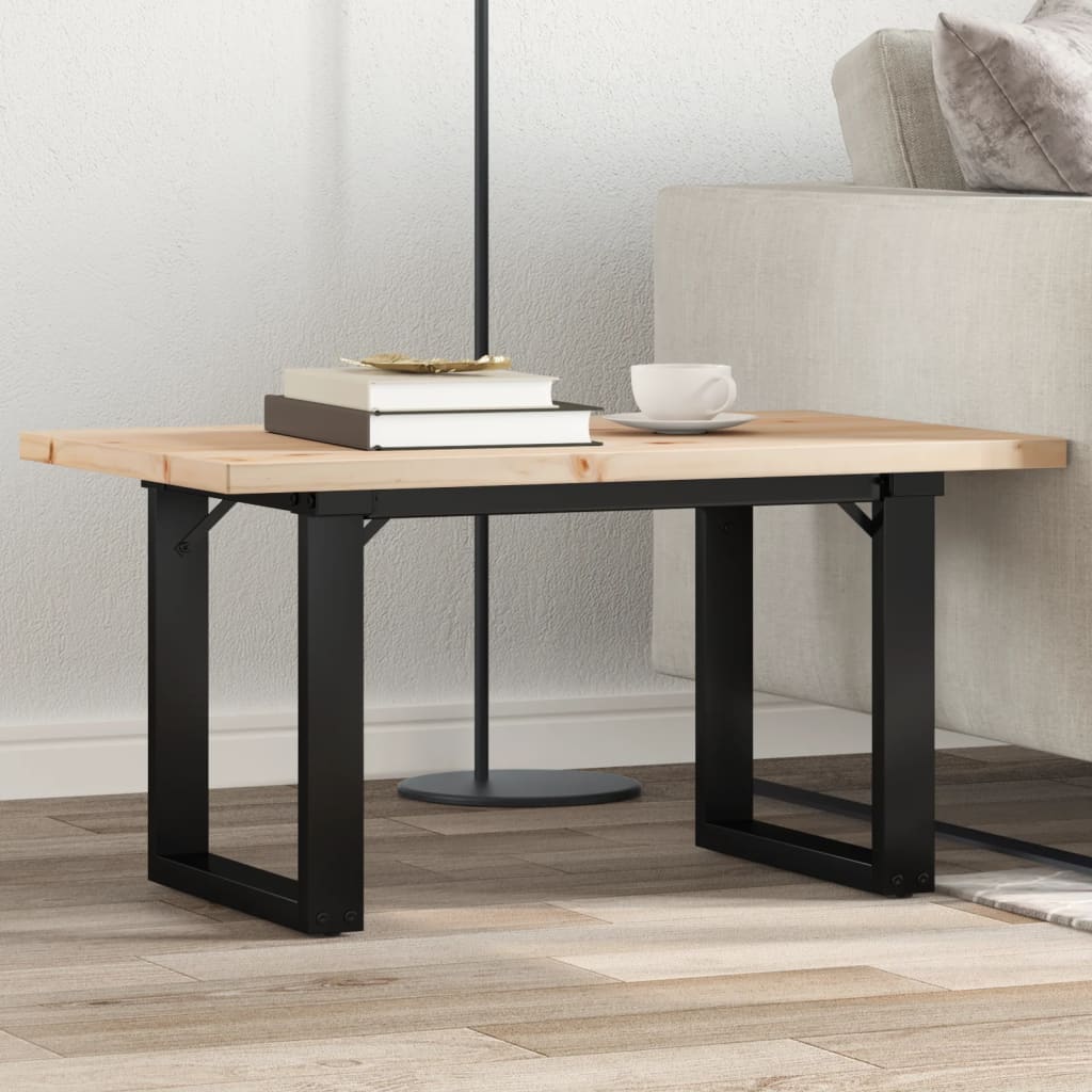 vidaXL Coffee Table O-Leg 80x50x40.5cm Solid Pine Wood & Steel