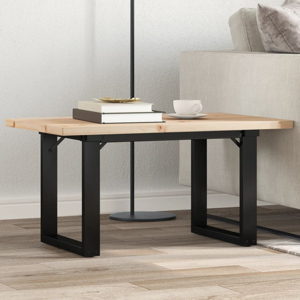 vidaXL Coffee Table O-Leg 80x50x40.5cm Solid Pine Wood & Steel