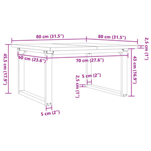 Couchtisch Kiefer Massivholz & Stahl 80x80 cm