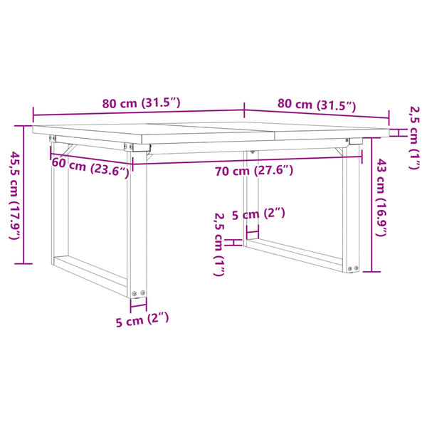 Couchtisch Kiefer Massivholz & Stahl 80x80 cm