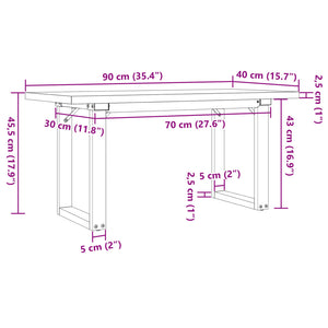 Couchtisch Kiefer Massivholz & Stahl 90x40 cm