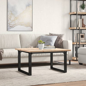vidaXL Table basse à piètement en O 90x90x45,5 cm en pin massif et acier