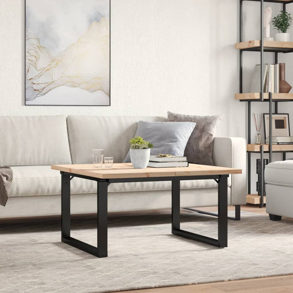vidaXL Table basse à piètement en O 90x90x45,5 cm en pin massif et acier
