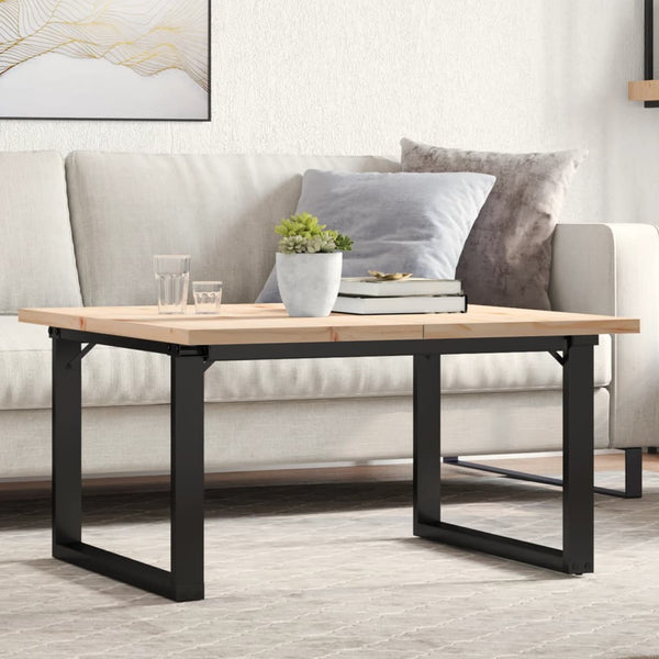 vidaXL Table basse à piètement en O 90x90x45,5 cm en pin massif et acier