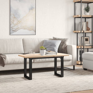 vidaXL Table basse piètement en O 100x50x45,5 cm bois de pin massif et acier