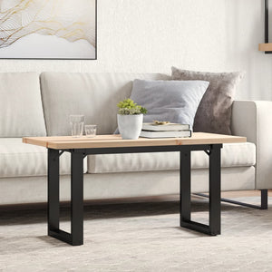 vidaXL Table basse piètement en O 100x50x45,5 cm bois de pin massif et acier
