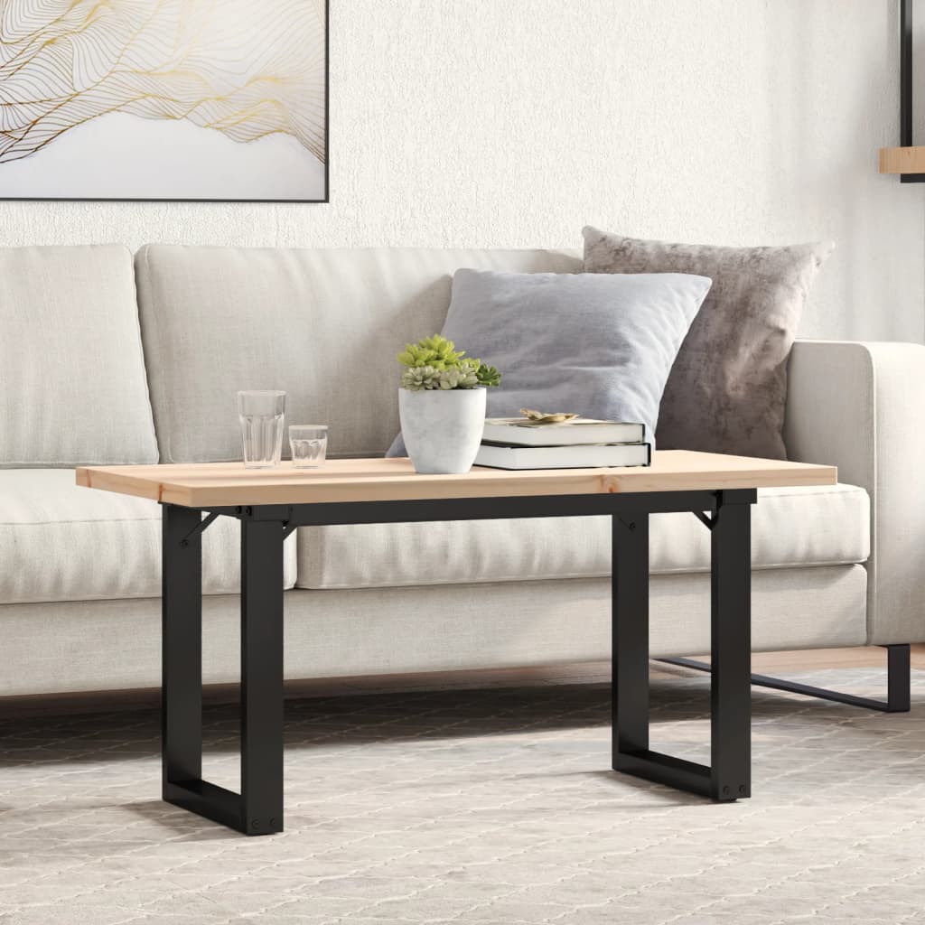 vidaXL Table basse piètement en O 100x50x45,5 cm bois de pin massif et acier