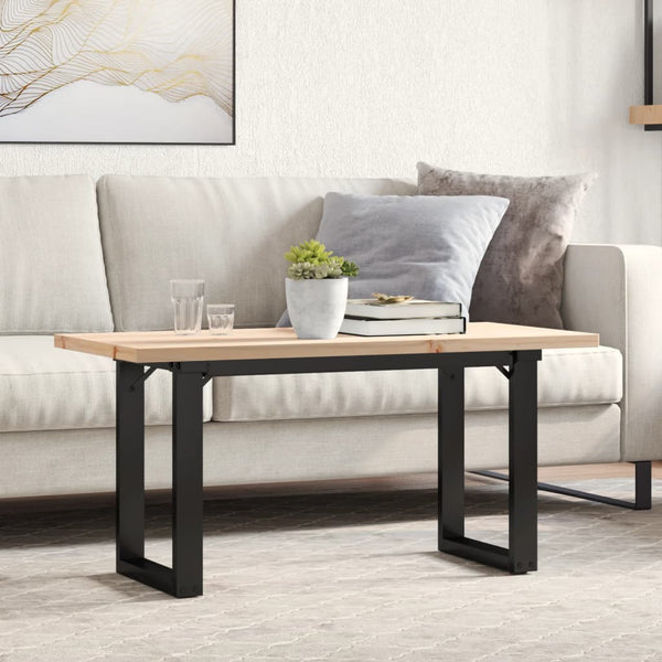 vidaXL Table basse piètement en O 100x50x45,5 cm bois de pin massif et acier