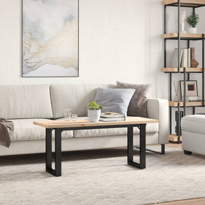 vidaXL Table basse à piètement en O 110x40x45,5 cm Bois de pin massif Acier