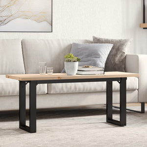 vidaXL Table basse à piètement en O 110x40x45,5 cm Bois de pin massif Acier