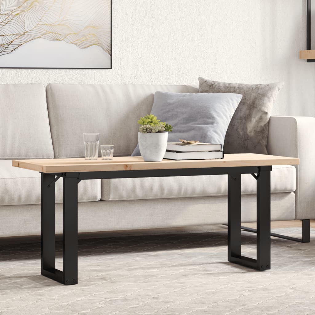 vidaXL Table basse à piètement en O 110x40x45,5 cm Bois de pin massif Acier